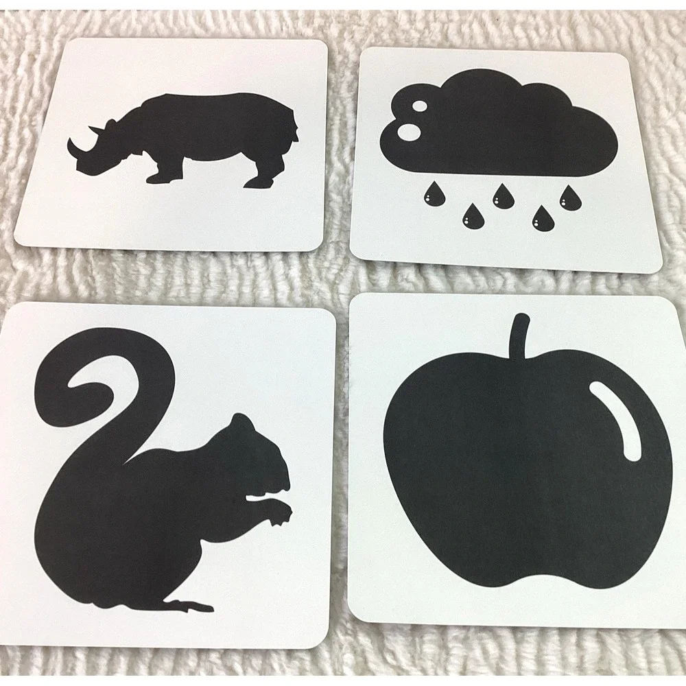 Lot of 6 High Contrast Black & White Baby Board Books Cards for Eye Development